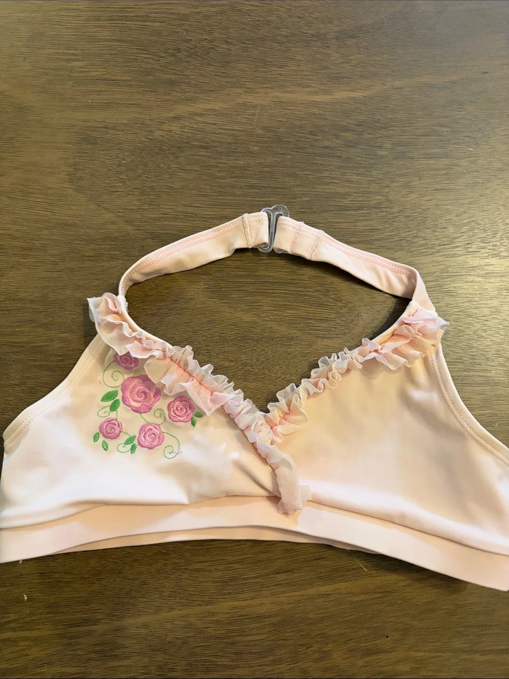 Disney Light Pink Floral Girls Bikini Top Only Size 10